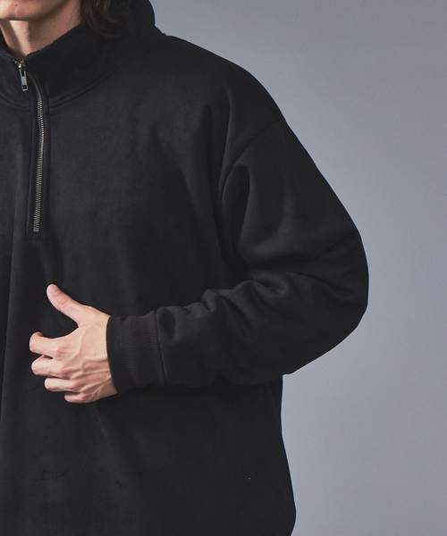 MYSELF ABAHOUSE（マイセルフアバハウス）の「スウェード 裏起毛 ハーフジップ トレーナー（Tシャツ/カットソー・メンズ・ブルー/アイボリー/ブラック・M/L/LL）」の15枚目の写真