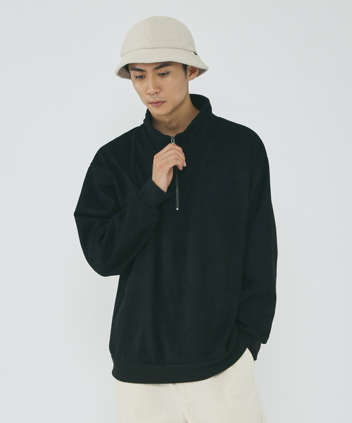 MYSELF ABAHOUSE（マイセルフアバハウス）の「スウェード 裏起毛 ハーフジップ トレーナー（Tシャツ/カットソー・メンズ・ブルー/アイボリー/ブラック・M/L/LL）」の12枚目の写真