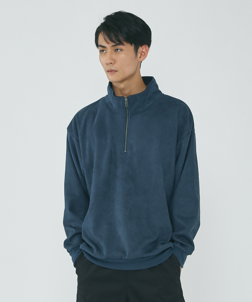 MYSELF ABAHOUSE（マイセルフアバハウス）の「スウェード 裏起毛 ハーフジップ トレーナー（Tシャツ/カットソー・メンズ・ブルー/アイボリー/ブラック・M/L/LL）」の6枚目の写真