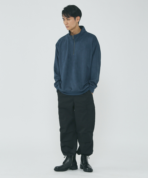 MYSELF ABAHOUSE（マイセルフアバハウス）の「スウェード 裏起毛 ハーフジップ トレーナー（Tシャツ/カットソー・メンズ・ブルー/アイボリー/ブラック・M/L/LL）」の4枚目の写真