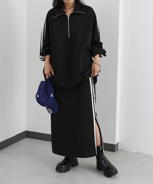 COLONY 2139（コロニートゥーワンスリーナイン）の「ドレープピケラインボリュームプルオーバー（ジャージ・レディース・ブラック/ネイビー・FREE）」の12枚目の写真