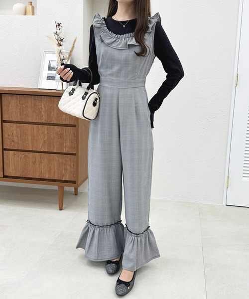 メゾンスペシャル　フリル付きグレーサロペット セール】裾フリルサロペット【ZOZOTOWN限定アイテム】（サロペット