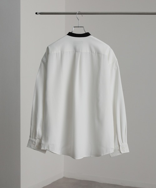 Art re A select(アトリエセレクト)の「クレリックバンドカラー フロントFレイヤード長袖ルーズシャツ(シャツ/ブラウス・メンズ・ホワイト/ブラック/グレイッシュベージュ・M/L)」の9枚目の写真