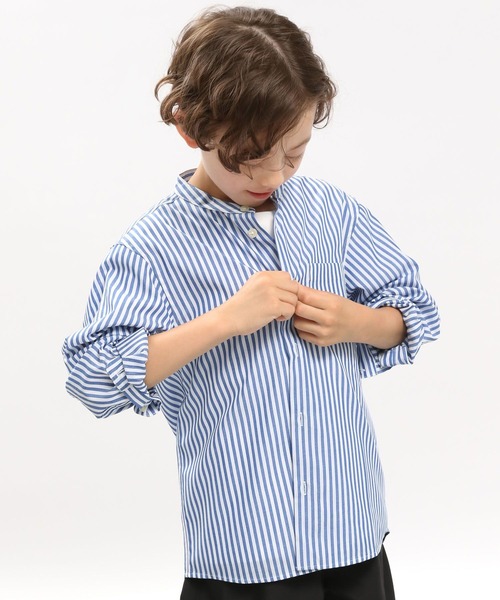 GLOBAL WORK Smile Seed Store(グローバルワーク スマイルシードストア)の「※バンドカラーシャツ/キッズ(シャツ/ブラウス・キッズ・オフホワイト/サックスブルー/ブルー系その他5・140cm/150cm/110cm/130cm/120cm)」の3枚目の写真