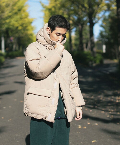 状態良好 B:MING by BEAMS 河田ダウン 撥水 パーカー Sベージュ B:MING by BEAMS（ビーミングバイビームス）の「B:MING by BEAMS