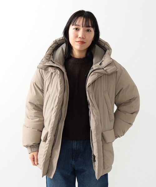 状態良好 B:MING by BEAMS 河田ダウン 撥水 パーカー Sベージュ B:MING by BEAMS（ビーミングバイビームス）の「B:MING by BEAMS