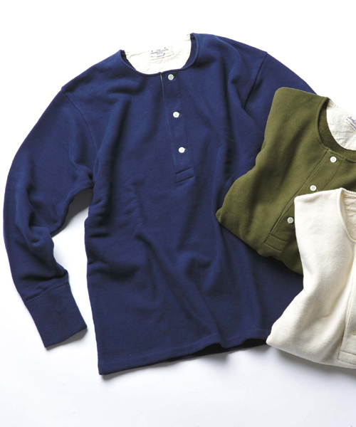 Denime(ドゥニーム)の「MILITARY HENLY NECK CUTSEW/ミリタリーヘンリーネックカットソー(Tシャツ/カットソー・メンズ・ネイビー/オフホワイト/オリーブ・MEDIUM/SMALL/LARGE)」の1枚目の写真
