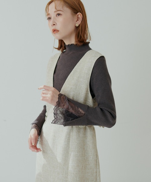 natural couture(ナチュラルクチュール)の「袖口レースリブタートル(ニット/セーター・レディース・ブラック系その他/ベージュ系その他/パープル系その他/モカ/チャコールグレー/オフホワイト/ブラック/ピンクベージュ/ブルー/その他1・FREE)」の17枚目の写真