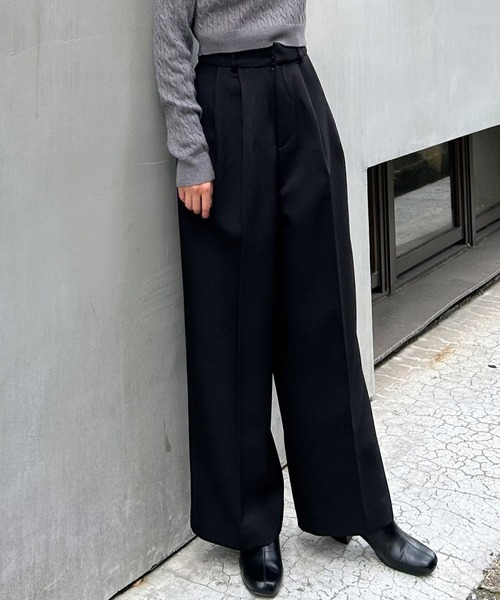 INGNI（イング）の「ワイドスラックス／パンツ（スラックス・レディース・ブラック/ブラック系1/グレー/チャコールグレー・FREE）」の2枚目の写真