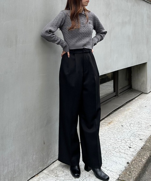 INGNI（イング）の「ワイドスラックス／パンツ（スラックス・レディース・ブラック/ブラック系1/グレー/チャコールグレー・FREE）」の10枚目の写真