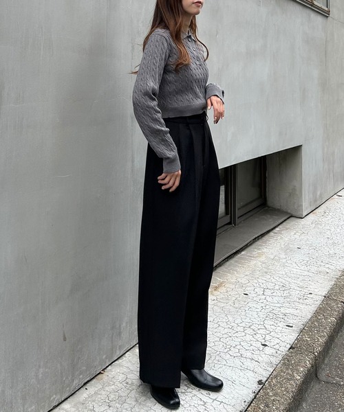 INGNI（イング）の「ワイドスラックス／パンツ（スラックス・レディース・ブラック/ブラック系1/グレー/チャコールグレー・FREE）」の11枚目の写真