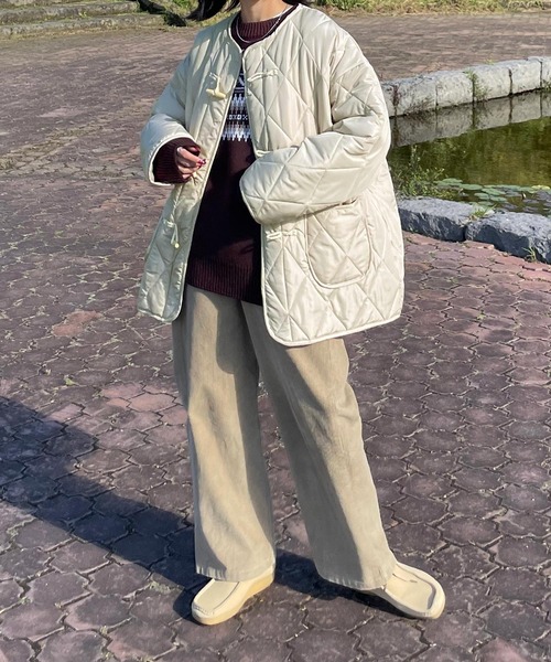 Chillfar（チルファー）の「ダッフルキルティングコート（ダウンジャケット/コート・レディース・ベージュ/ネイビー/ブラウン/アイボリー/カーキ・FREE）」の15枚目の写真