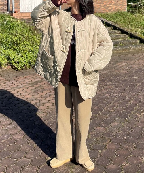 Chillfar（チルファー）の「ダッフルキルティングコート（ダウンジャケット/コート・レディース・ベージュ/ネイビー/ブラウン/アイボリー/カーキ・FREE）」の10枚目の写真