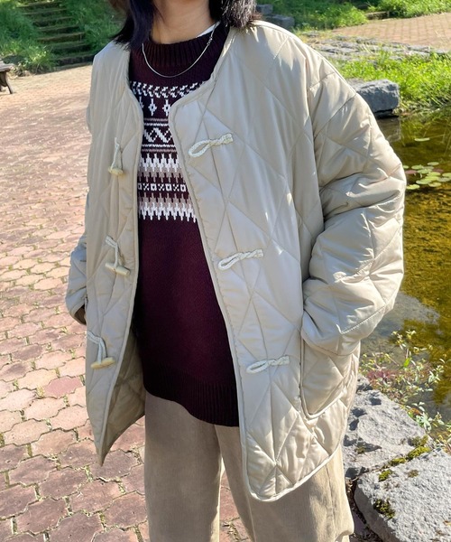 Chillfar（チルファー）の「ダッフルキルティングコート（ダウンジャケット/コート・レディース・ベージュ/ネイビー/ブラウン/アイボリー/カーキ・FREE）」の13枚目の写真