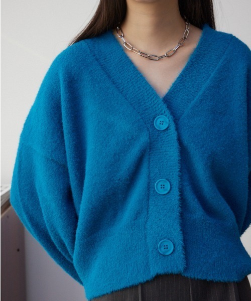 AZUL by moussy（アズールバイマウジー）の「モヘヤライクニットカーディガン（カーディガン/ボレロ・レディース・アイボリー/イエロー系その他/ブラック/グレー/ブルー・SMALL/MEDIUM）」の4枚目の写真