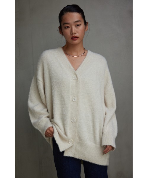 AZUL by moussy（アズールバイマウジー）の「モヘヤライクニットカーディガン（カーディガン/ボレロ・レディース・アイボリー/イエロー系その他/ブラック/グレー/ブルー・SMALL/MEDIUM）」の8枚目の写真