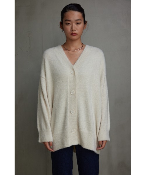 AZUL by moussy（アズールバイマウジー）の「モヘヤライクニットカーディガン（カーディガン/ボレロ・レディース・アイボリー/イエロー系その他/ブラック/グレー/ブルー・SMALL/MEDIUM）」の10枚目の写真