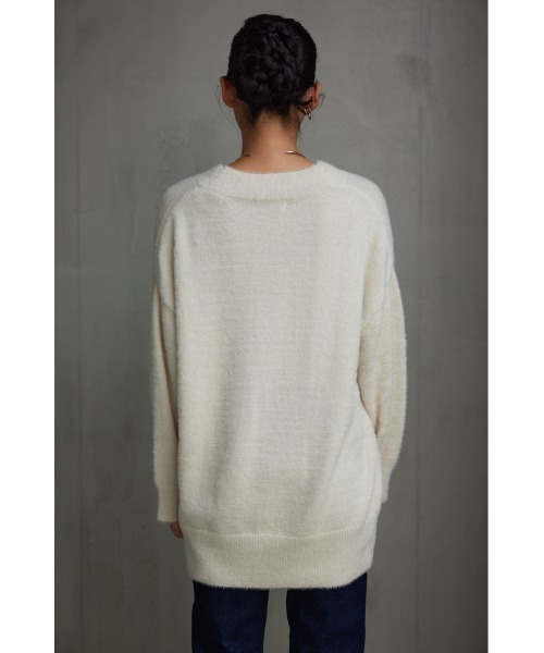 AZUL by moussy（アズールバイマウジー）の「モヘヤライクニットカーディガン（カーディガン/ボレロ・レディース・アイボリー/イエロー系その他/ブラック/グレー/ブルー・SMALL/MEDIUM）」の12枚目の写真