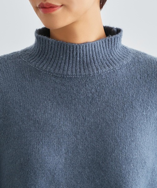 RUIRUE BOUTIQUE(ルイルエブティック)の「洗える | サイドスリットハイネックニット | ハイネック トップス 長袖 ベーシック シンプル オーバーサイズ ビッグシルエット(ニット/セーター・レディース・チャコールグレー/ブルー/ブラック/アイボリー・S~M/M~L)」の18枚目の写真