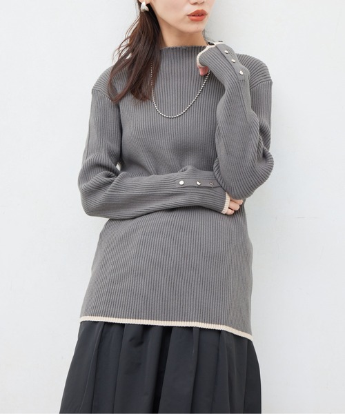 Chez toi（シェトワ）の「配色ライン袖口ボタンメローニットプルオーバー（ニット/セーター・レディース・ピンク/ブラック/ブルー/オフホワイト/グレー/アイボリー・FREE）」の19枚目の写真