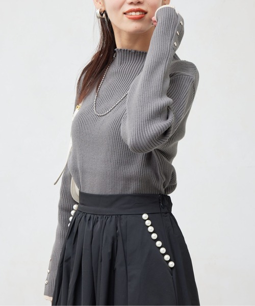 Chez toi（シェトワ）の「配色ライン袖口ボタンメローニットプルオーバー（ニット/セーター・レディース・ピンク/ブラック/ブルー/オフホワイト/グレー/アイボリー・FREE）」の15枚目の写真