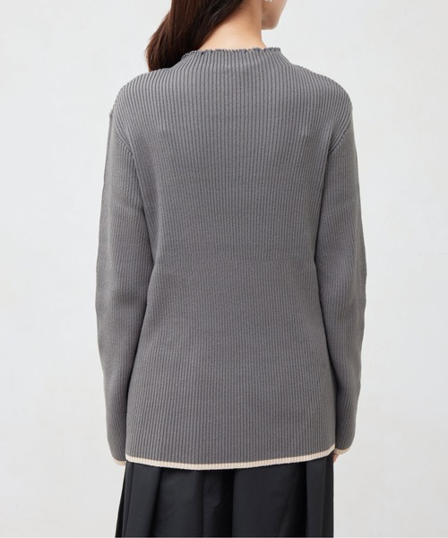 Chez toi（シェトワ）の「配色ライン袖口ボタンメローニットプル