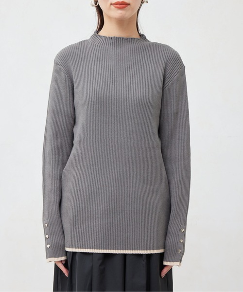 Chez toi（シェトワ）の「配色ライン袖口ボタンメローニットプルオーバー（ニット/セーター・レディース・ピンク/ブラック/ブルー/オフホワイト/グレー/アイボリー・FREE）」の21枚目の写真