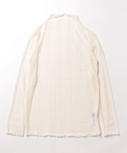 i-dare(アイディア)の「【i-dare】ラメ ライン メロウフリル シースルー シアー メッシュ ハイネック タートルトップス(Tシャツ/カットソー・レディース・アイボリー/ブラック・FREE)」の7枚目の写真