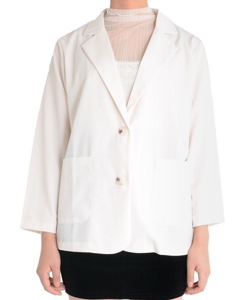 i-dare(アイディア)の「【i-dare】ラメ ライン メロウフリル シースルー シアー メッシュ ハイネック タートルトップス(Tシャツ/カットソー・レディース・アイボリー/ブラック・FREE)」の12枚目の写真