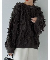 Re:EDIT | [2023-24 WINTER COLLECTION]オーバーサイズフリンジニットトップス(ニット/セーター)
