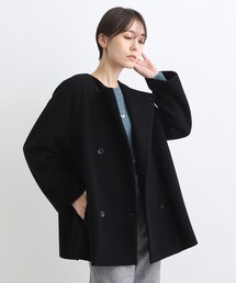 INDIVI | 【ウール／ラグランスリーブ】テントラインコート(ノーカラーコート)