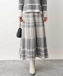 MK MICHEL KLEIN | チェック柄プリーツニットスカート/洗える(スカート)