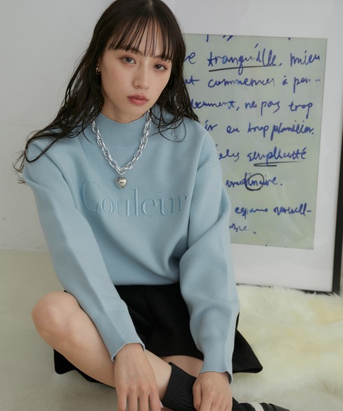 VIS（ビス）の「プチハイネックロゴ刺繍ニット（ニット/セーター・レディース・ブルー系その他/サックスブルー/グレー系その他・FREE）」の11枚目の写真