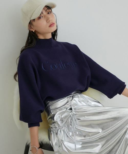 VIS（ビス）の「プチハイネックロゴ刺繍ニット（ニット/セーター