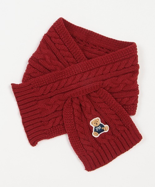 petit main（プティマイン）の「くま刺しゅうマフラー（マフラー・キッズ・ネイビー/グレー/レッド・FREE）」の3枚目の写真