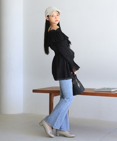 one after another NICE CLAUP（ワンアフターアナザーナイスクラップ）の「ヒールアップバレーシューズ【ブラック/ゴールド】（バレエシューズ・レディース・ゴールド/ブラック・LARGE/MEDIUM/SMALL/X-LARGE）」の13枚目の写真