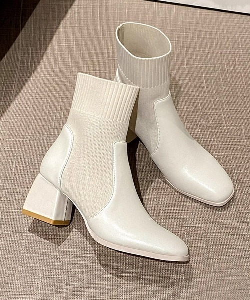 Miniministore（ミニミニストア）の「ショートブーツ レディース ブーティー（ブーツ・レディース・ブラック/アイボリー・23.0cm/25.0cm/22.5cm/23.5cm/24.5cm/24.0cm）」の2枚目の写真