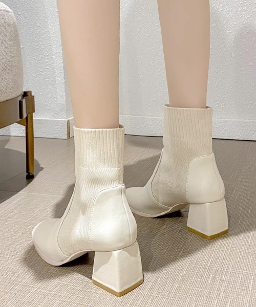 Miniministore（ミニミニストア）の「ショートブーツ レディース ブーティー（ブーツ・レディース・ブラック/アイボリー・23.0cm/25.0cm/22.5cm/23.5cm/24.5cm/24.0cm）」の11枚目の写真