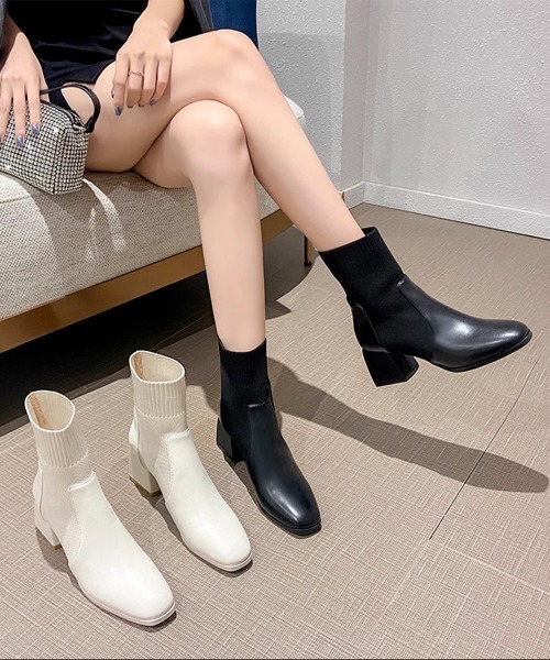 Miniministore（ミニミニストア）の「ショートブーツ レディース ブーティー（ブーツ・レディース・ブラック/アイボリー・23.0cm/25.0cm/22.5cm/23.5cm/24.5cm/24.0cm）」の12枚目の写真