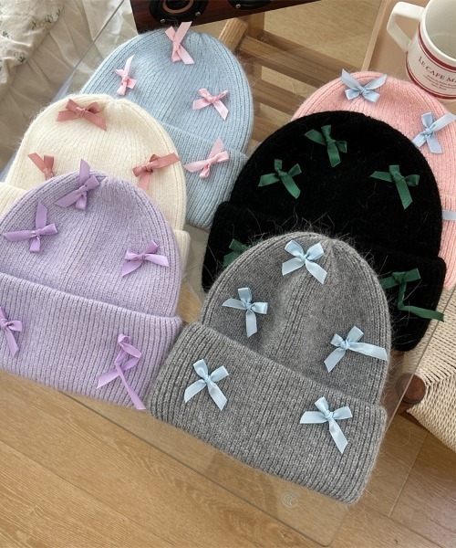 セール】リボンビーニー/ニット帽（ニットキャップ/ビーニー）｜LAC