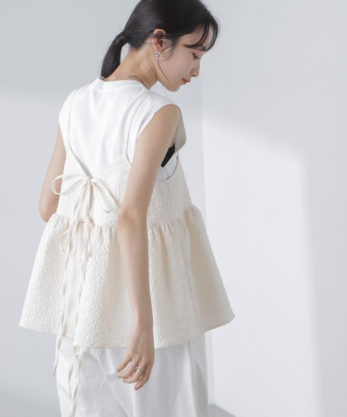 NANO universe（ナノユニバース）の「前後2wayキャミソールビスチェ（キャミソール・レディース・ブラック/アイボリー/カーキブラウン・FREE）」の3枚目の写真