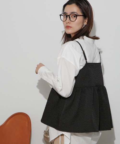 NANO universe（ナノユニバース）の「前後2wayキャミソールビスチェ（キャミソール・レディース・ブラック/アイボリー/カーキブラウン・FREE）」の4枚目の写真