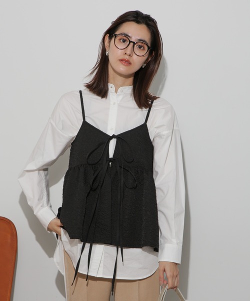 NANO universe（ナノユニバース）の「前後2wayキャミソールビスチェ（キャミソール・レディース・ブラック/アイボリー/カーキブラウン・FREE）」の5枚目の写真