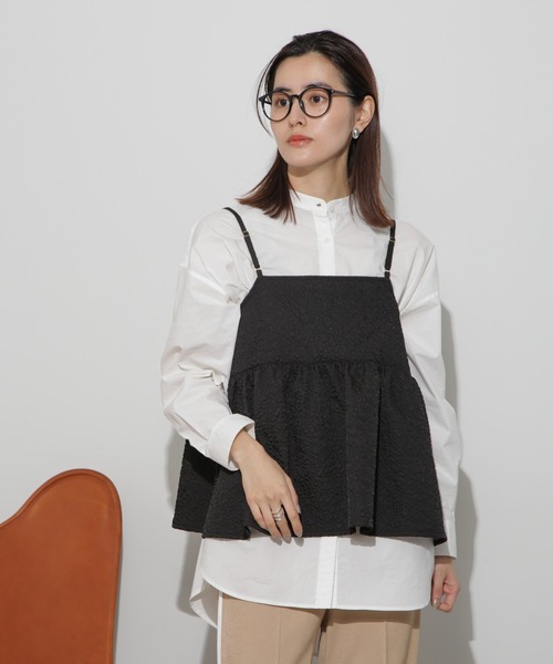 NANO universe（ナノユニバース）の「前後2wayキャミソールビスチェ（キャミソール・レディース・ブラック/アイボリー/カーキブラウン・FREE）」の6枚目の写真