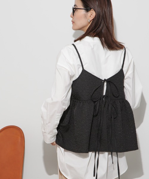 NANO universe（ナノユニバース）の「前後2wayキャミソールビスチェ（キャミソール・レディース・ブラック/アイボリー/カーキブラウン・FREE）」の7枚目の写真