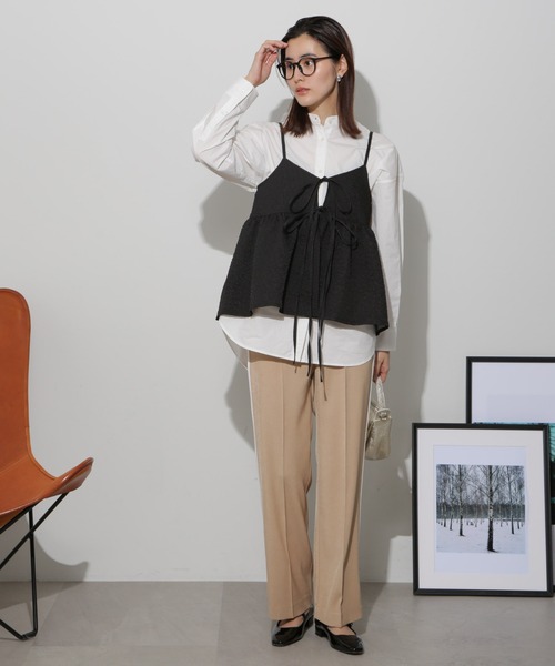 NANO universe（ナノユニバース）の「前後2wayキャミソールビスチェ（キャミソール・レディース・ブラック/アイボリー/カーキブラウン・FREE）」の8枚目の写真