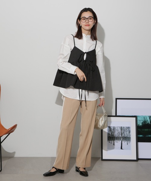 NANO universe（ナノユニバース）の「前後2wayキャミソールビスチェ（キャミソール・レディース・ブラック/アイボリー/カーキブラウン・FREE）」の9枚目の写真