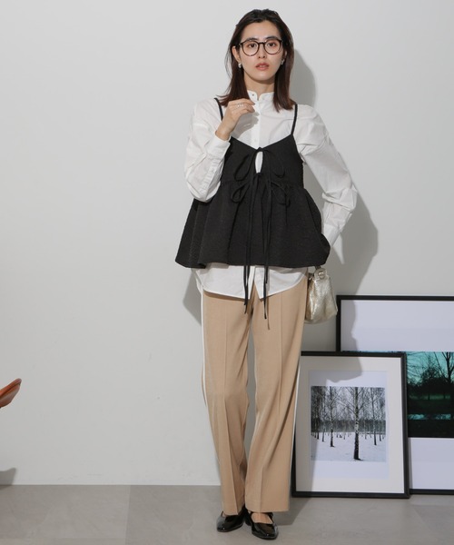 NANO universe（ナノユニバース）の「前後2wayキャミソールビスチェ（キャミソール・レディース・ブラック/アイボリー/カーキブラウン・FREE）」の11枚目の写真