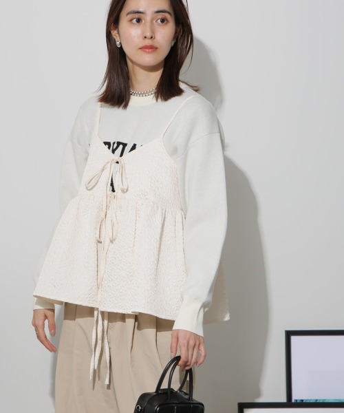 NANO universe（ナノユニバース）の「前後2wayキャミソールビスチェ（キャミソール・レディース・ブラック/アイボリー/カーキブラウン・FREE）」の12枚目の写真