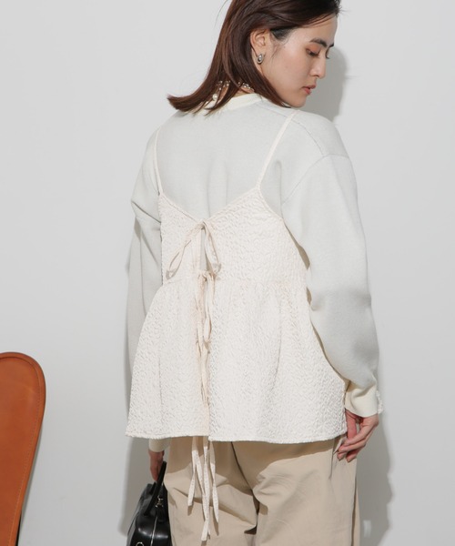 NANO universe（ナノユニバース）の「前後2wayキャミソールビスチェ（キャミソール・レディース・ブラック/アイボリー/カーキブラウン・FREE）」の15枚目の写真